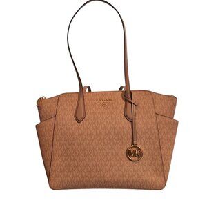 Michael Kors Marilyn Medium Logo Tote Bag - Coated Canvas With Gold Tone Hardwar